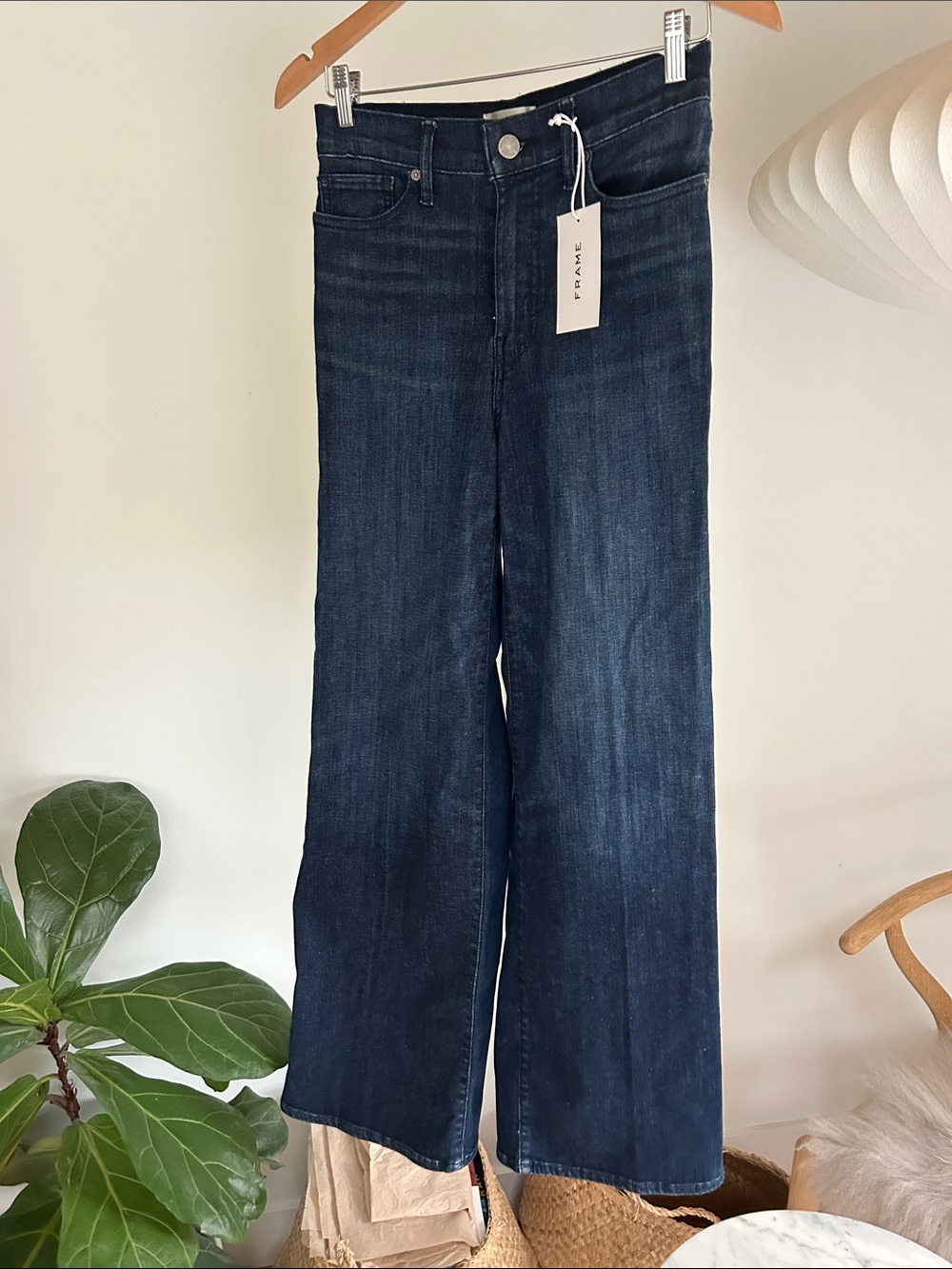 Frame Denim slim Palazzo Wide-Leg Jeans in Dark Indigo